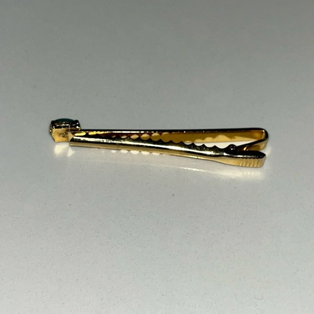 Gold Tie Clip with Turquoise Accent vintage